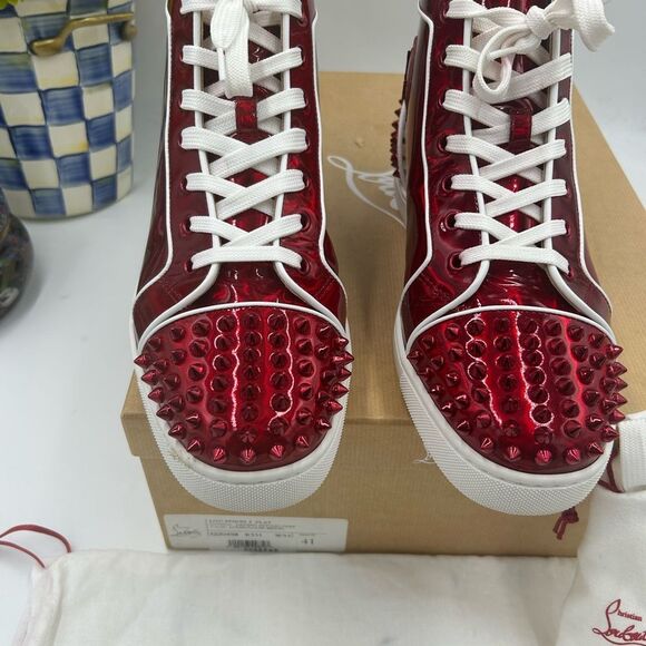 Men's Christian Louboutin, Lou Spike flat high top sneakers size 41 made Italy - Picture 3 of 11